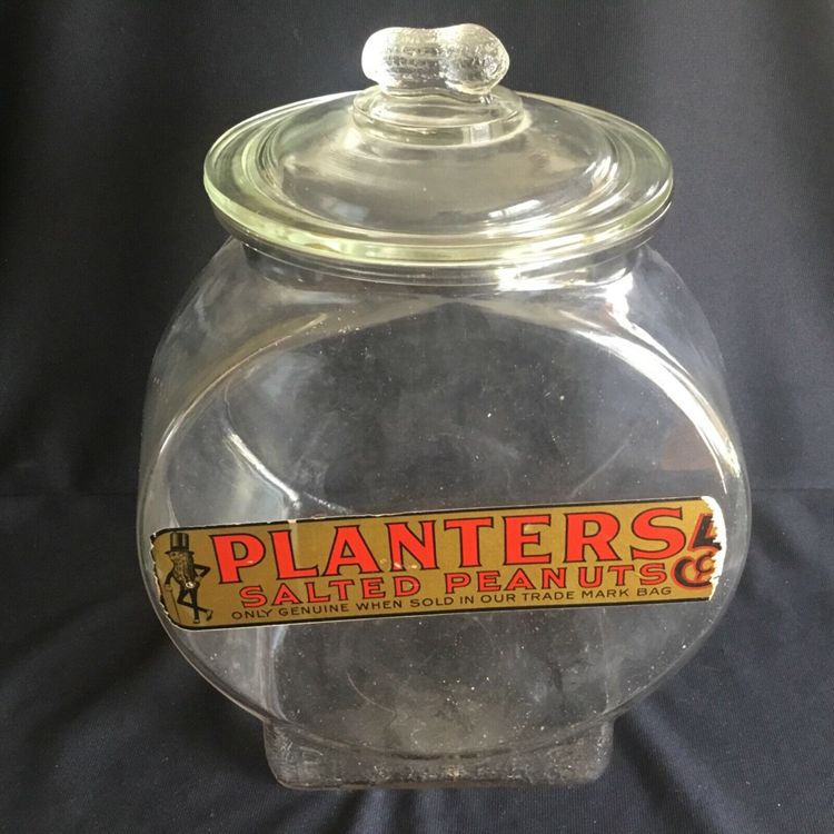 Antique Planters Peanuts Country Store Countertop Advertising Display Glass Jar