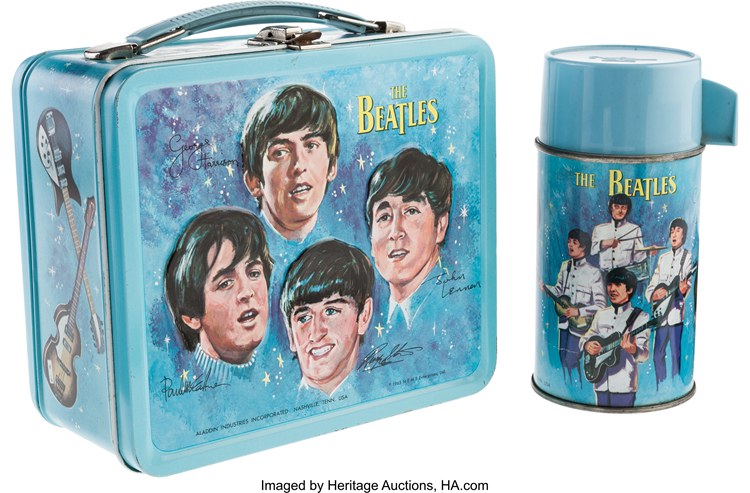 Beatles Vintage Blue Aladdin Lunchbox with its Original Matching Thermos