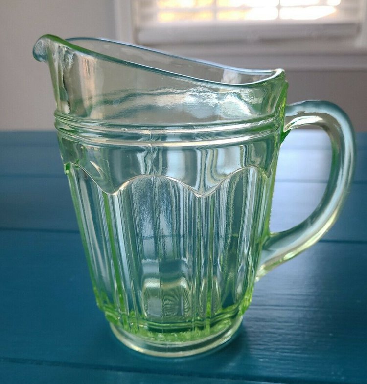 Green DEPRESSION Glass Small Pitcher