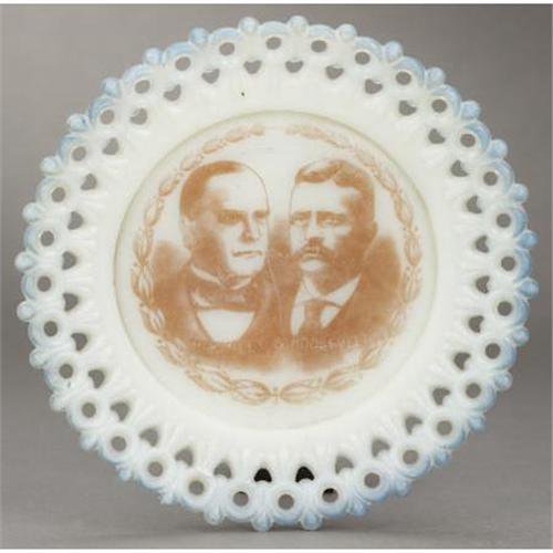 Mckinley & Roosevelt Milk Glass Portrait Plate