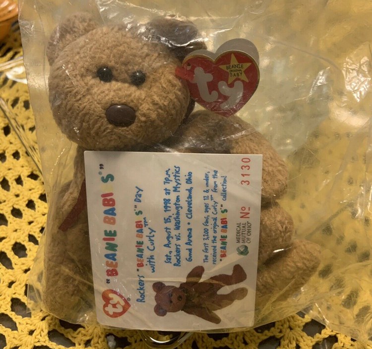 Rare Find Sealed Curly Beanie Baby 93/96 Dates with Brown Nose
