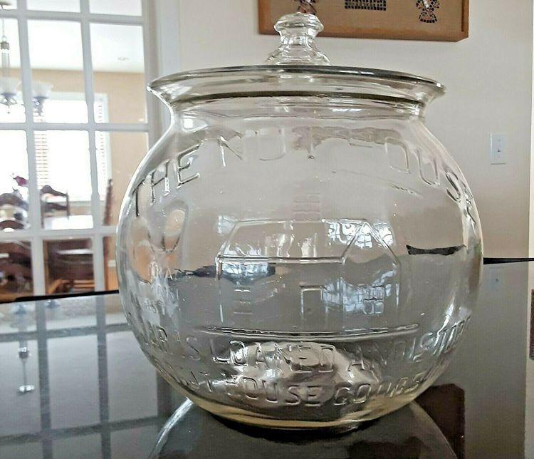 The Nut House Jar 1930's General Store Glass Jar Lance Planters Mr Peanut Large