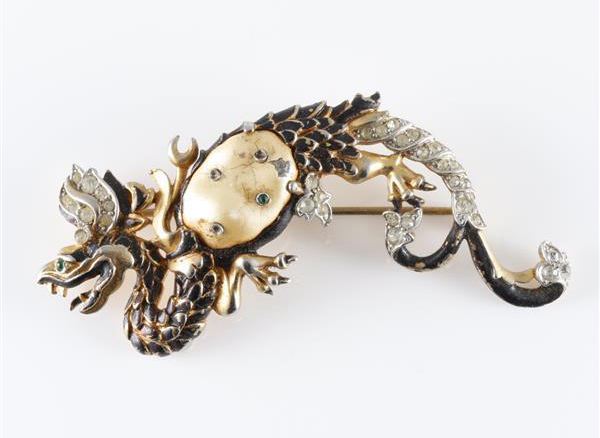 Trifari ‘Alfred Philippe’ Ming Pearl Belly Dragon Pin Brooch
