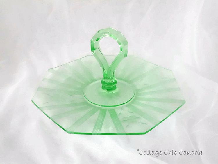 Vintage 1930s Green Depression Glass Sandwich Plate