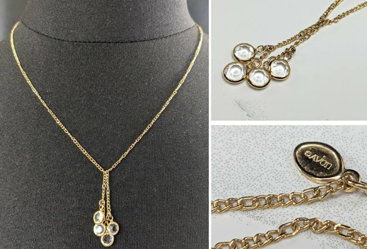Vintage Gold-tone Crystal Pendant Necklace
