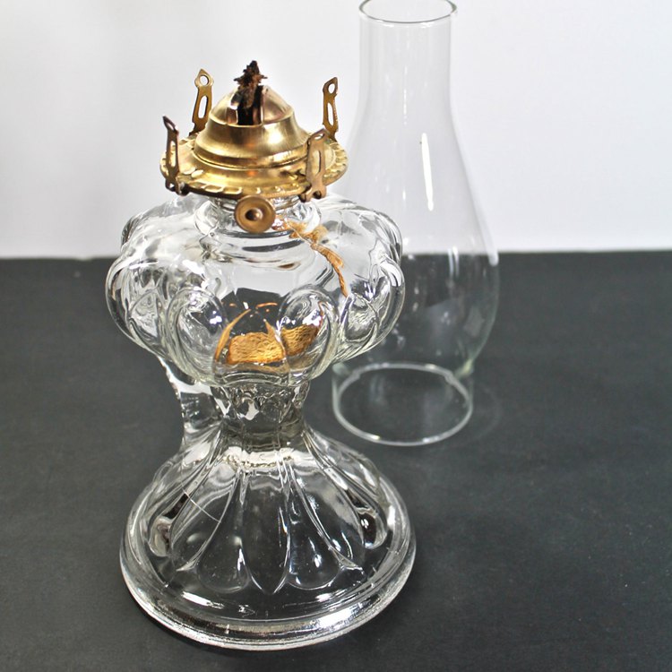 Vintage Kerosene Glass Side Handle Lamp