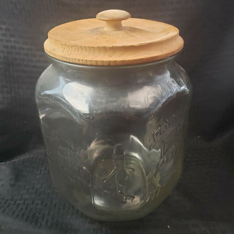 Vintage Planter's Peanuts Red Pennant 5c Bags Salted Large Glass Advertising Jar