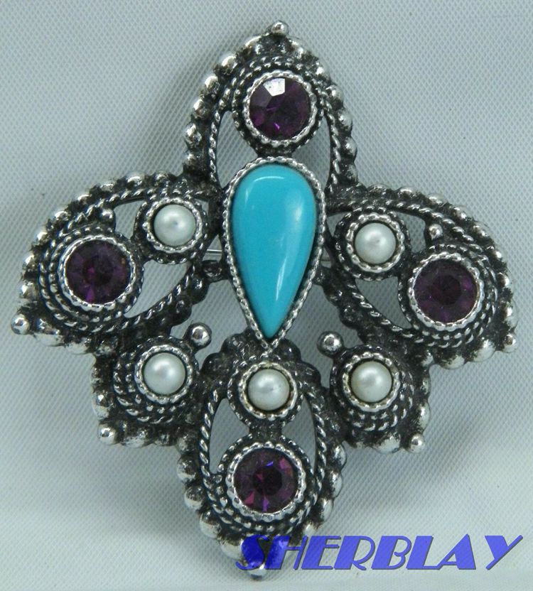 Vintage Sarah Coventry Imperial Amethyst Colored Pin Brooch Pendant Mint