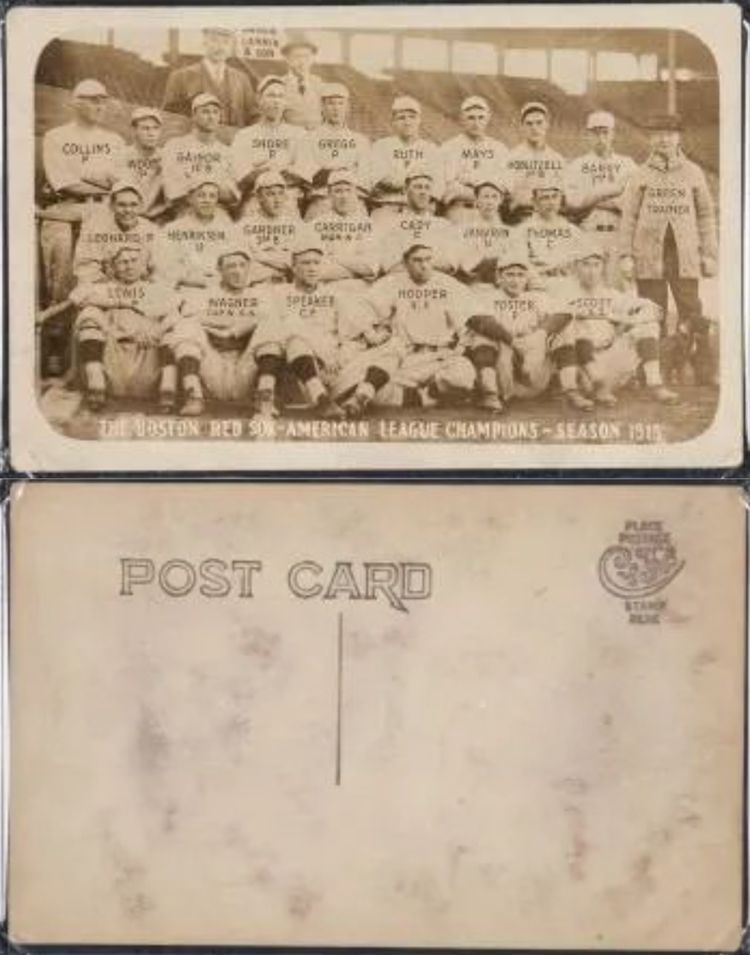 1915 Boston Red Sox with Rookie Babe Ruth Real