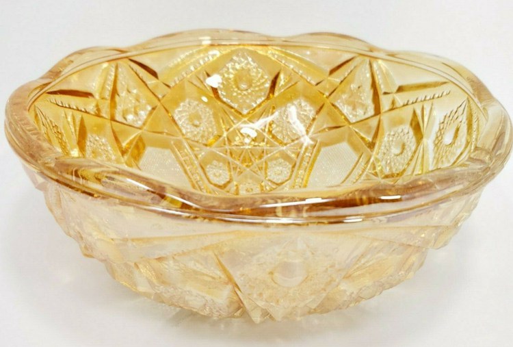 Antique MCKEE Toltec Marigold Carnival Glass Round Bowl