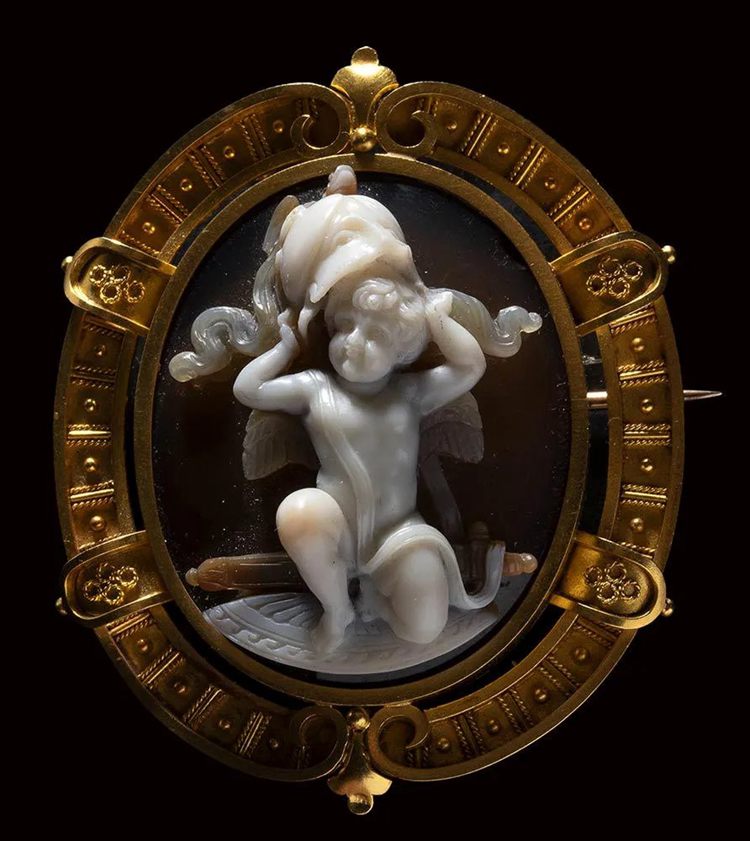 Gold Agate Cameo by G.A. Girardet