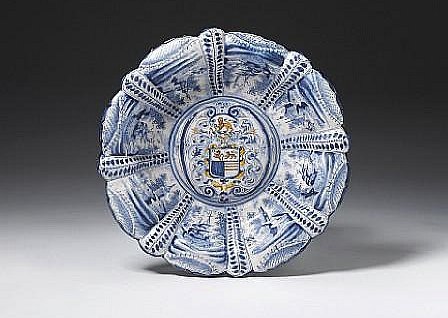 London Delft Armorial Moulded Dish