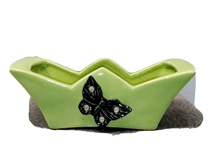 Rare-Vintage-McCoy-Pottery-Jeweled-Butterfly-Planter