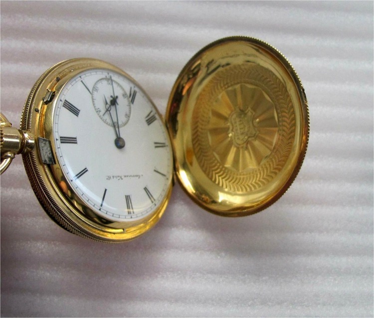 18K Gold Hunter Waltham Crescent Street Pocket watch 1870 15j