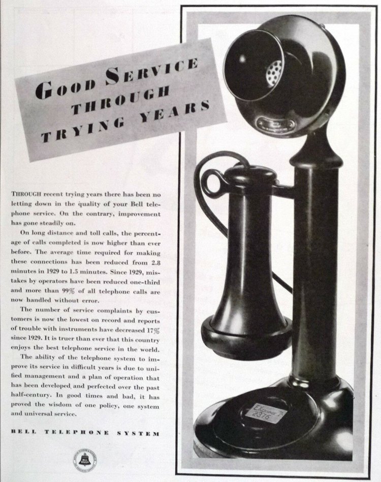 Bell Telephone System PRINT AD - 1934