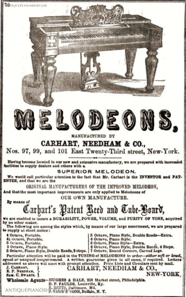 Mid-19th Century Advertisements For The Carhart & Needham Melodeons