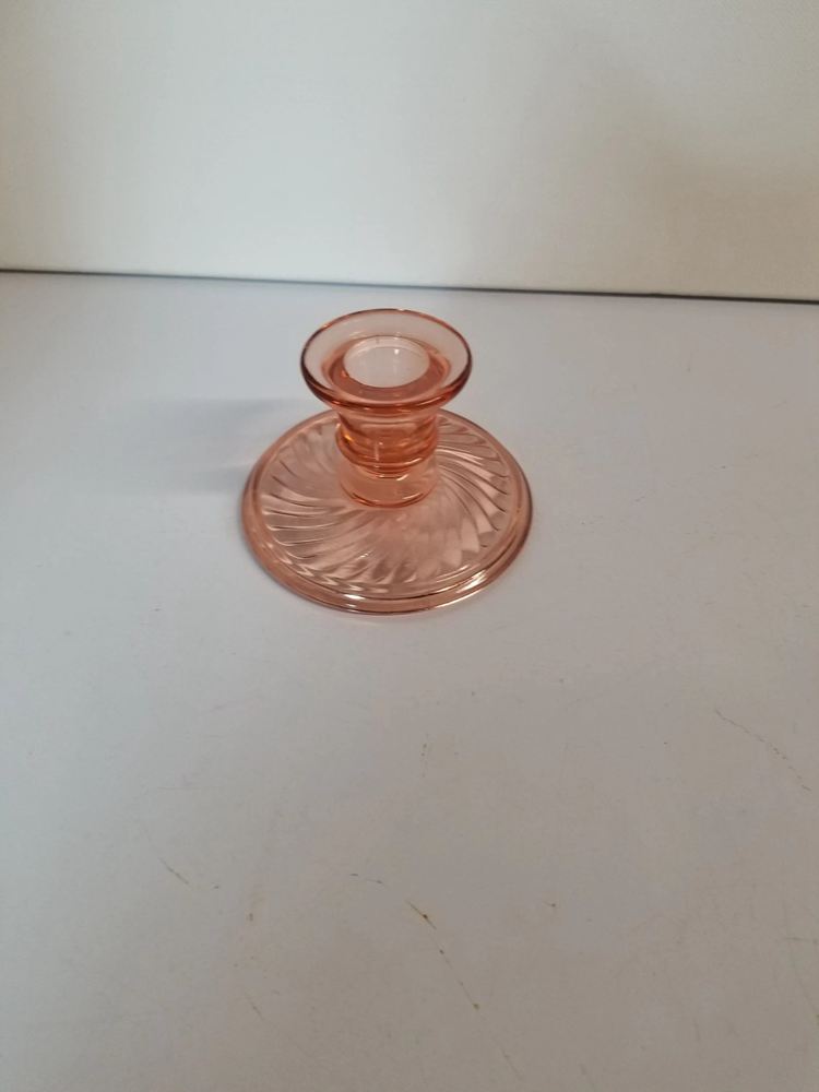 Pink Depression Glass Candle Holders