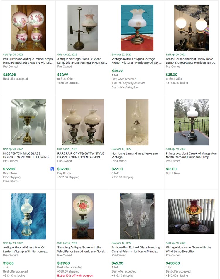 vintage lamps on eBay