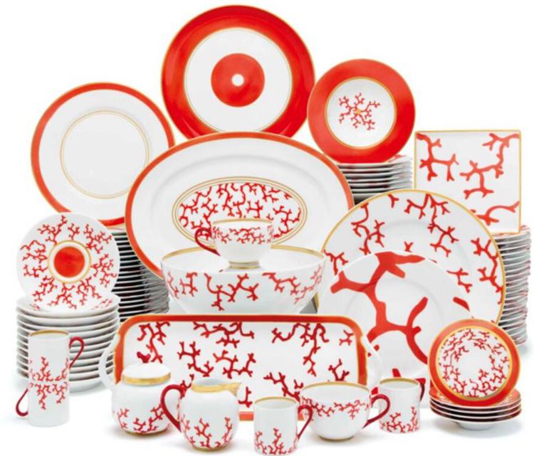 12. Limoges Porcelain Coral Dinner Set