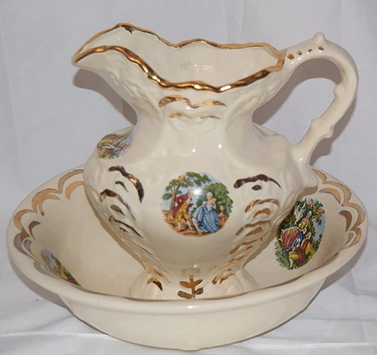 150 years old antique washbowl and pitcher set