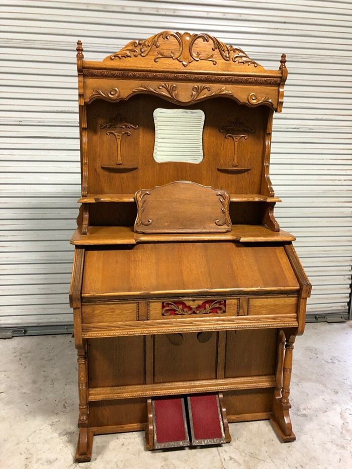 3. Beautiful Antique Adler Pump Organ Elaborate High Back Walnut FREE SHIPPING