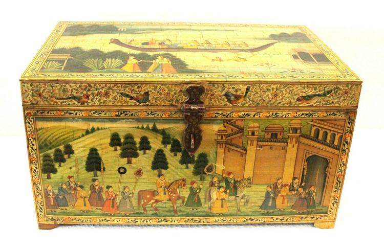 Hand-painted jewelry box, jewelry box vintage camel bone Indian home decorative