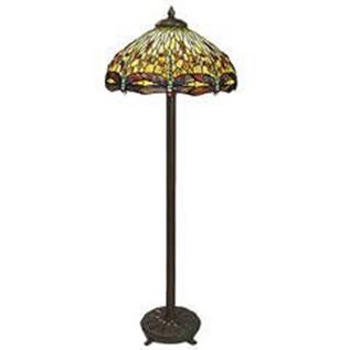5.TIFFANY STUDIOS 'DROPHEAD DRAGONFLY' LEADED GLASS AND BRONZE TABLE LAMP