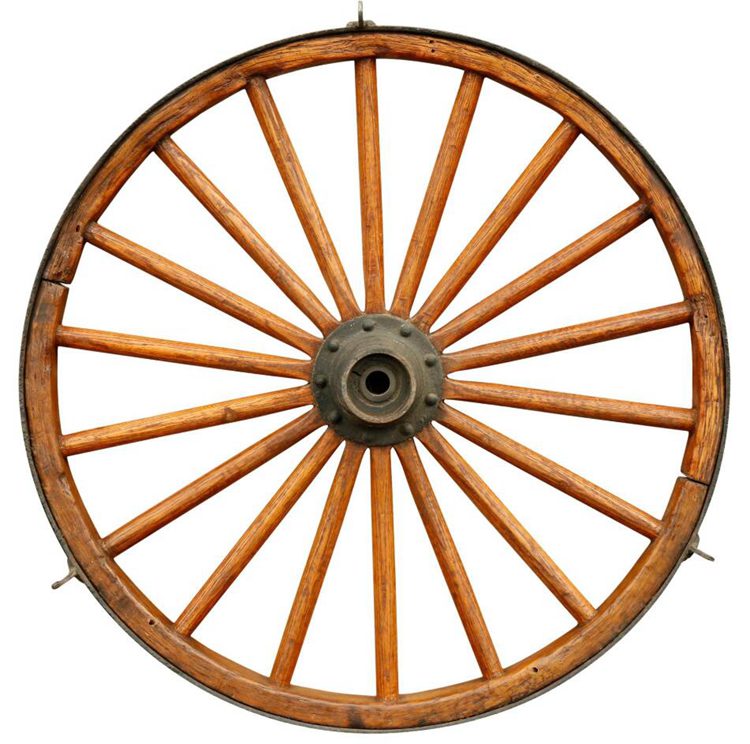 2. Antique Steel and Oak Wagon Wheel