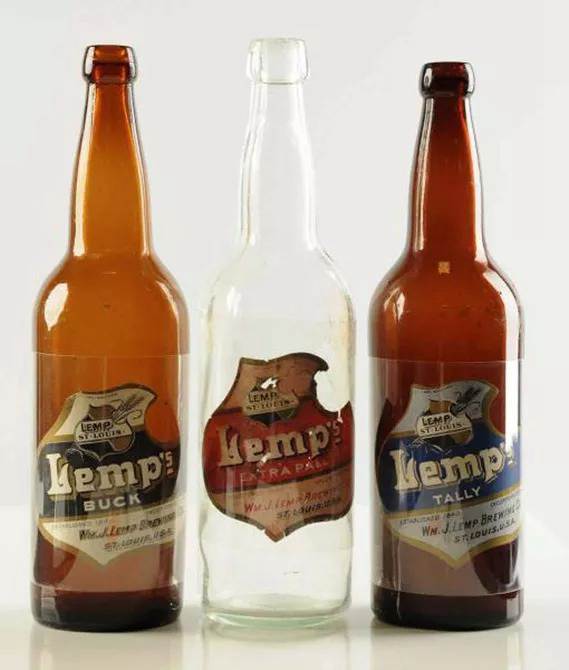 3 Labeled Bottles of Lemp Beer