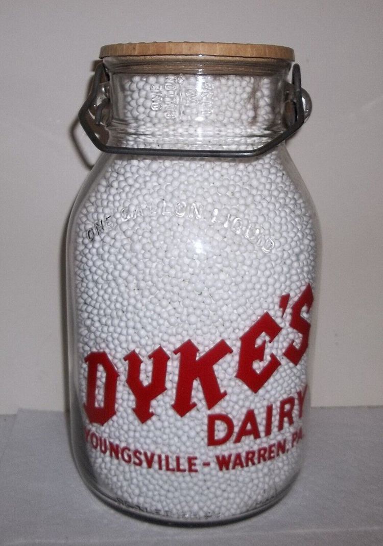 5. 1900s Dyke's Dairy Youngsville-Warren PA. Pyro Wide Mouth Gallon Deposit 15 cents
