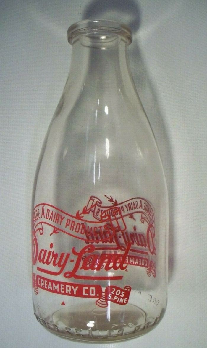 6. Vintage Glass Milk Bottle Dairy-Land Creamery