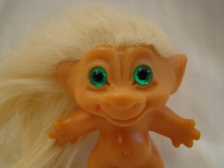 Naked Troll Doll With Blonde Hair and Green Eyes