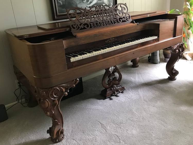 Rare Civil War Square Grand Piano by Lighte and Bradbury