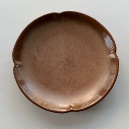 Vintage Frankoma Pottery 5F Plainsman Brown Satin 10.5” Scalloped Dinner Plate