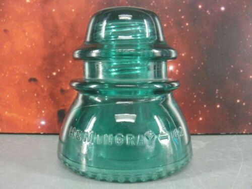 1. Hemingray Glass Insulator #42 Aqua Blue Green Beaded Bottom Made In USA Vintage