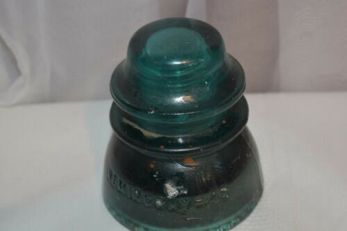 3. VINTAGE ANTIQUE Hemingray No.42 Blue Aqua Glass Insulator Made In The USA