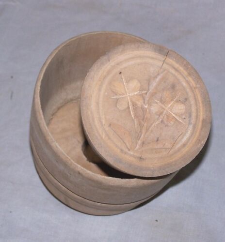 Antique Wooden Butter Mold with Flower Impression