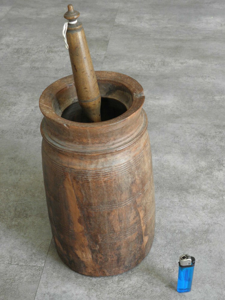 VINTAGE BUTTER CHURN primitive Wood Campaign folk Countryside antique french