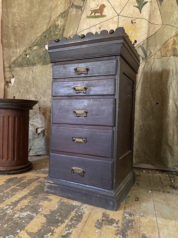 1880s Antique 5 Drawer Spool Cabinet Primitive Country Victorian Apothecary