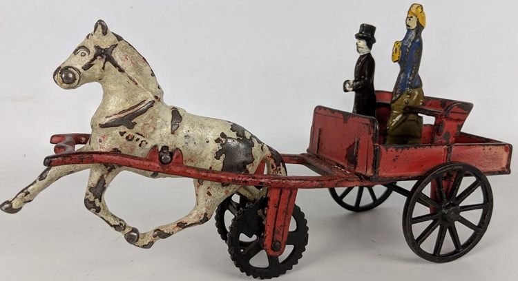 1884 CARPENTER Cast Iron Horse-Drawn Wagon Toy