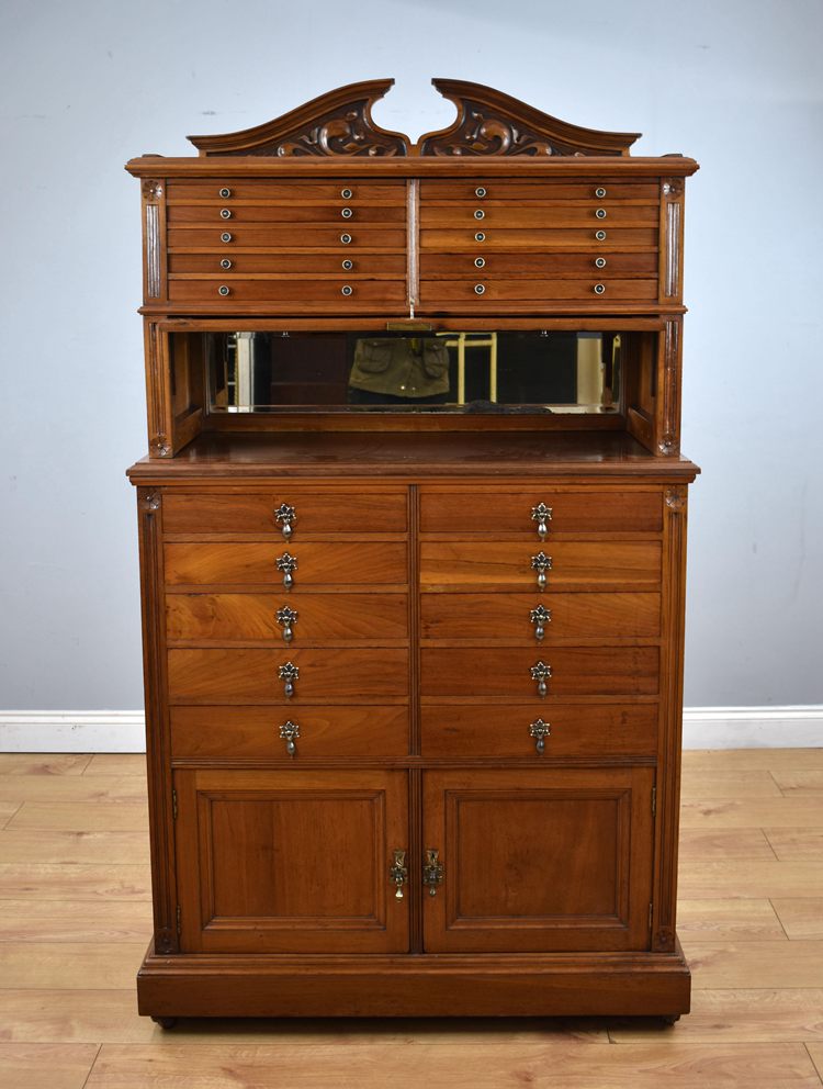 19th Century English Victorian Walnut Dental Cabinet