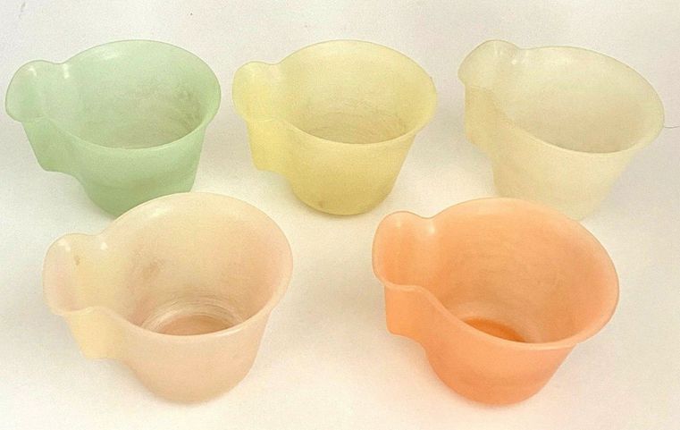 5 Vtg 1950s Tupperware Millionaire Line Pastel Stacking Handled Cups Tupper