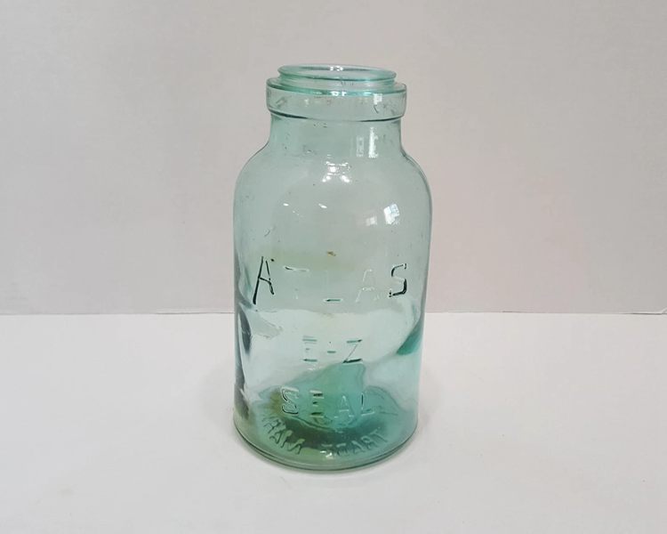 A Blue E-Z Seal Atlas Mason Jar