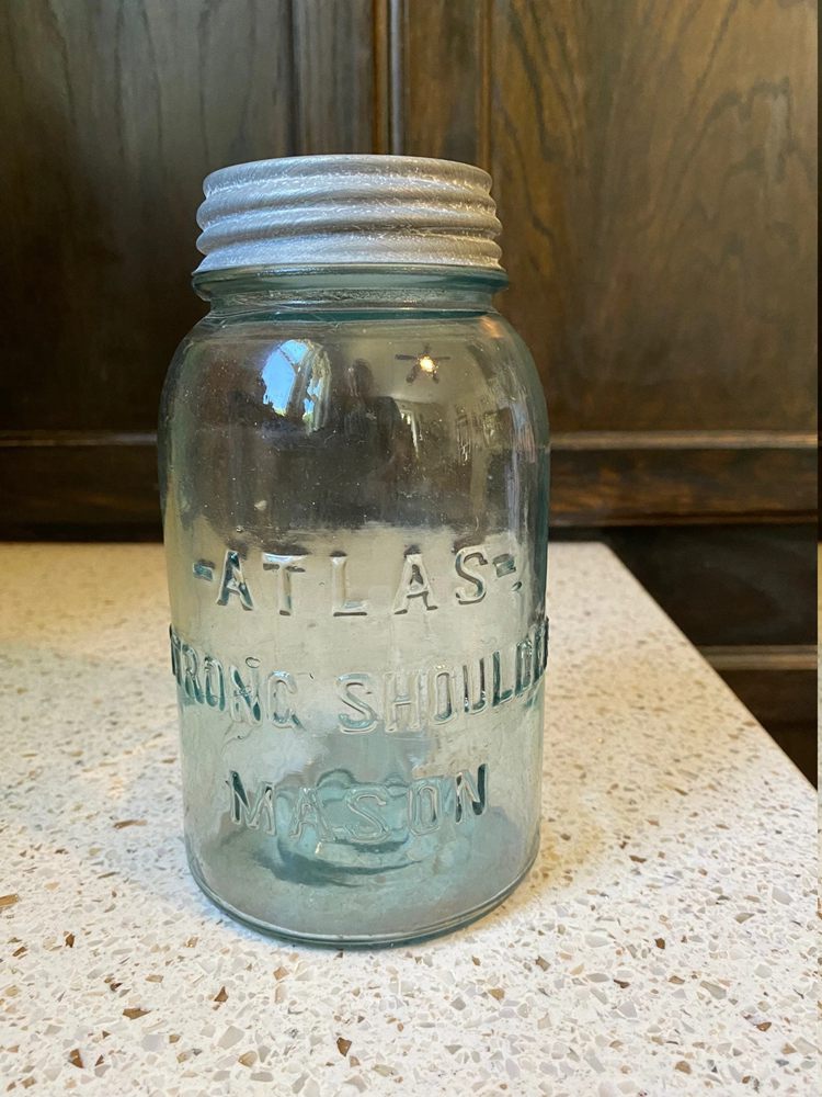 A Blue Strong Shoulder Atlas Mason Jar