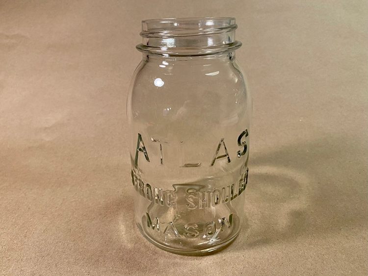 A Clear Atlas Strong Shoulder Vanning Jar