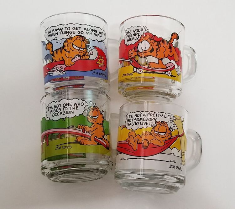 A set of four Garfield McDonald's glasses