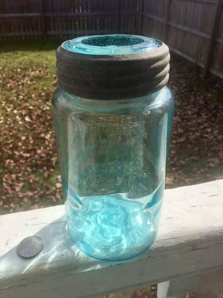 An improved Aqua Blue Atas Mason Jar