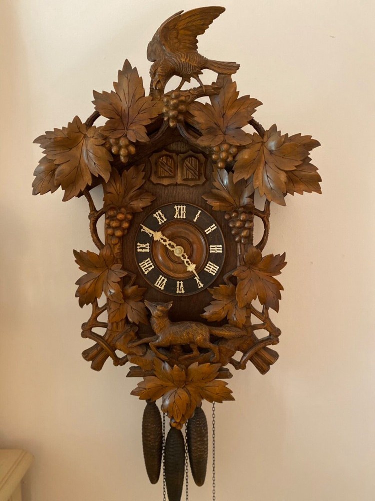 Antique Black Forest Cuckoo Quail Clock