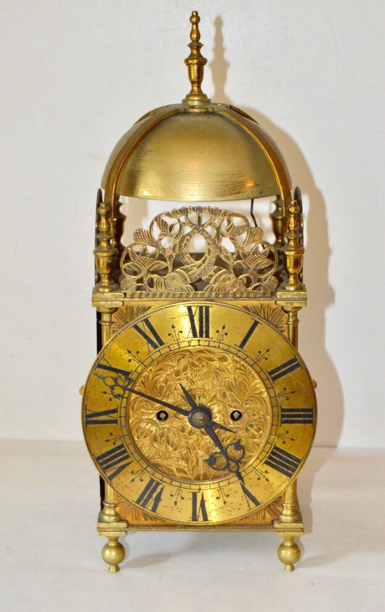 Antique Brass Fusee Lantern Clock Ornate