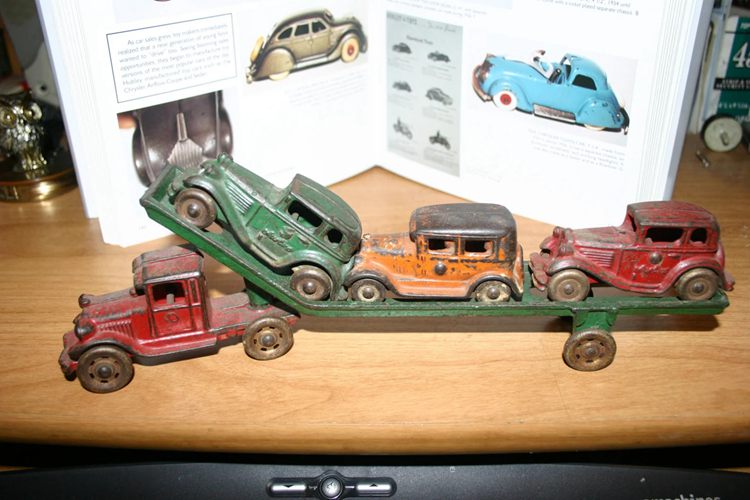Antique Cast Iron Toy AC Williams Car Carrier